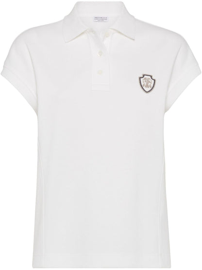 Brunello Cucinelli Cotton-Piqué Polo Shirt with Logo White White