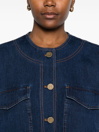 Forte Forte Denim Cotton Overshirt With Patch Pockets Blue