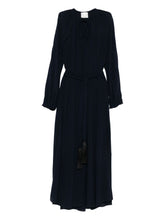 Forte Forte Navy Tie-Neck Crepe de Chine Long Dress Blue