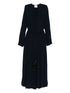 Forte Forte Navy Tie-Neck Crepe de Chine Long Dress Blue