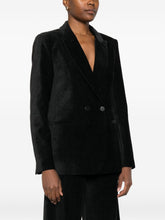 Forte Forte Velvet Double-Breasted Peak Lapel Blazer Black
