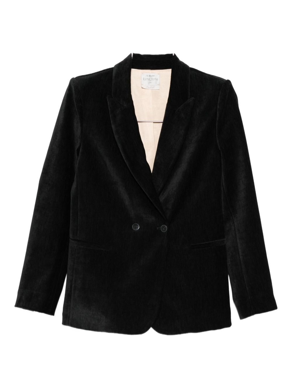 Forte Forte Velvet Double-Breasted Peak Lapel Blazer Black