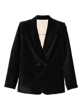 Forte Forte Velvet Double-Breasted Peak Lapel Blazer Black
