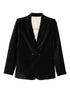 Forte Forte Velvet Double-Breasted Peak Lapel Blazer Black