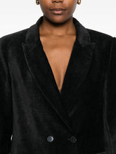 Forte Forte Velvet Double-Breasted Peak Lapel Blazer Black
