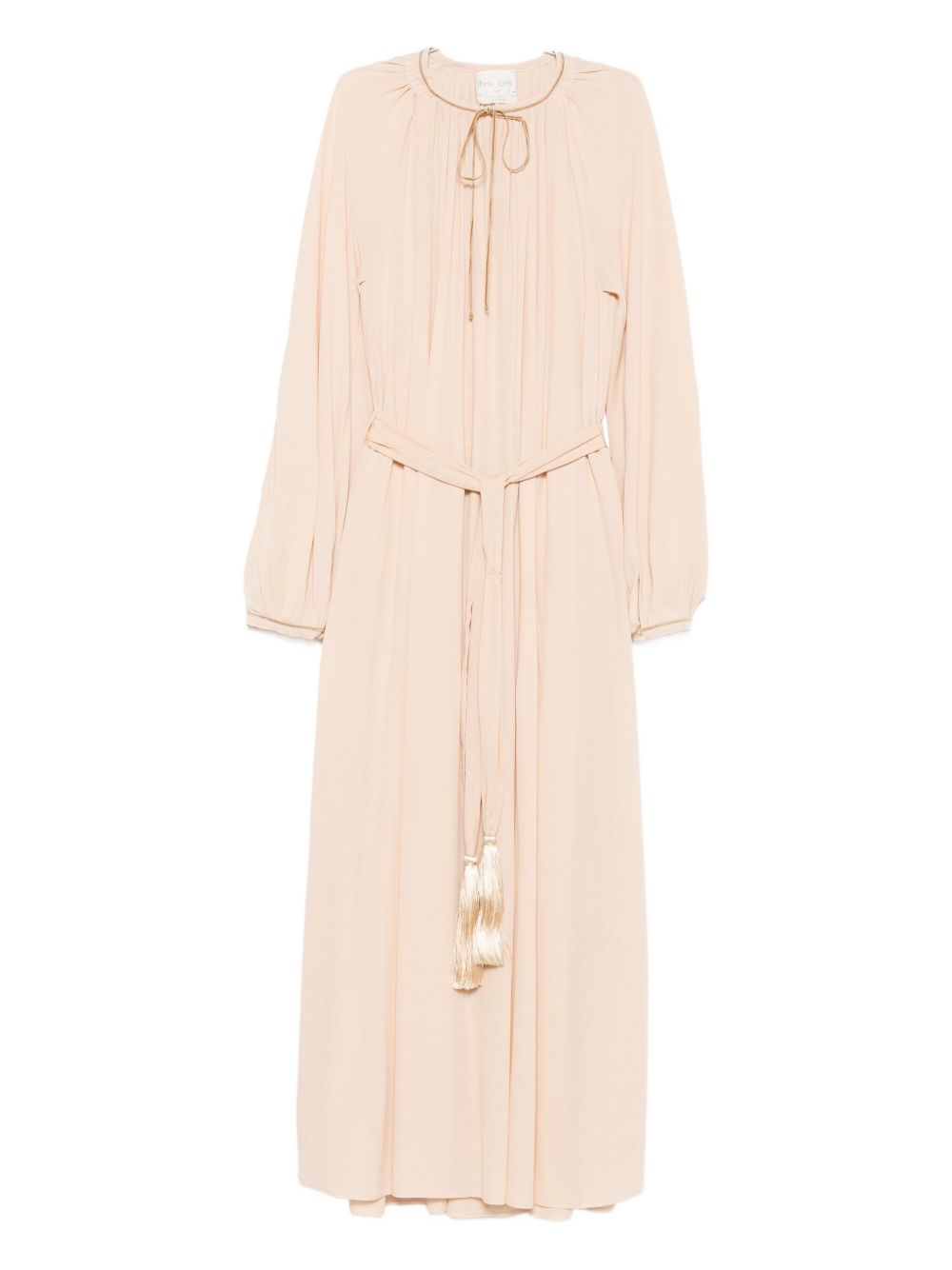 Forte Forte Crepe de Chine Tassel-Tie Long Dress Beige Beige