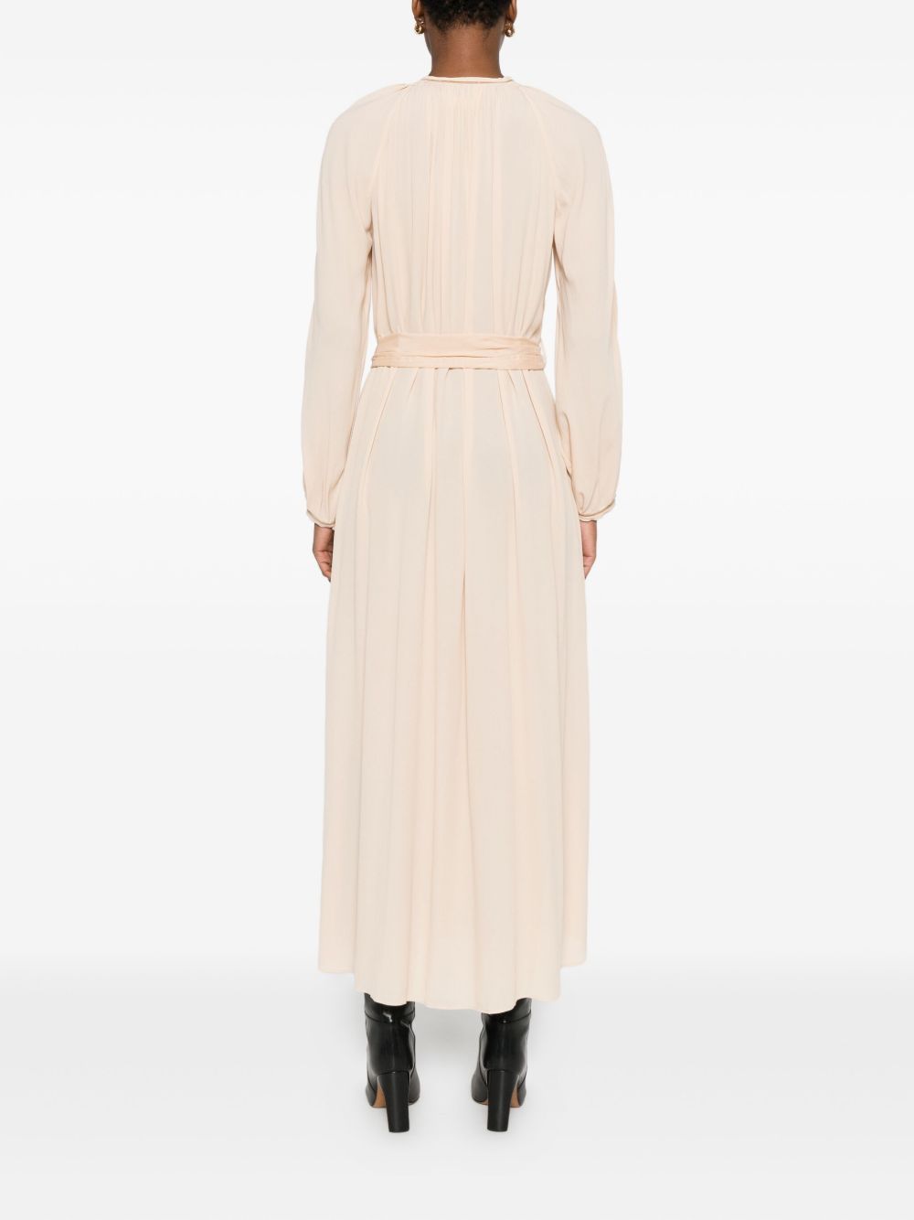 Forte Forte Crepe de Chine Tassel-Tie Long Dress Beige Beige