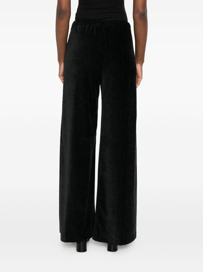 Forte Forte Velvet Wide-Leg High-Waisted Trousers Black