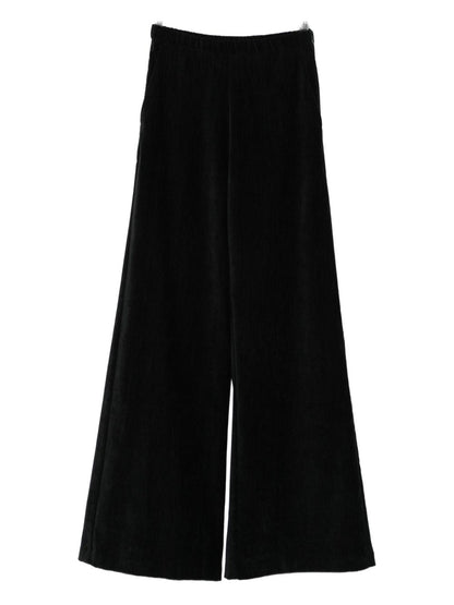Forte Forte Velvet Wide-Leg High-Waisted Trousers Black
