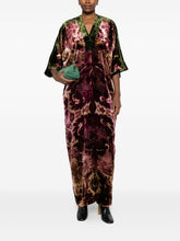Pierre Louis Mascia Velvet V-Neck Midi Dress with Green Trim Bordeaux
