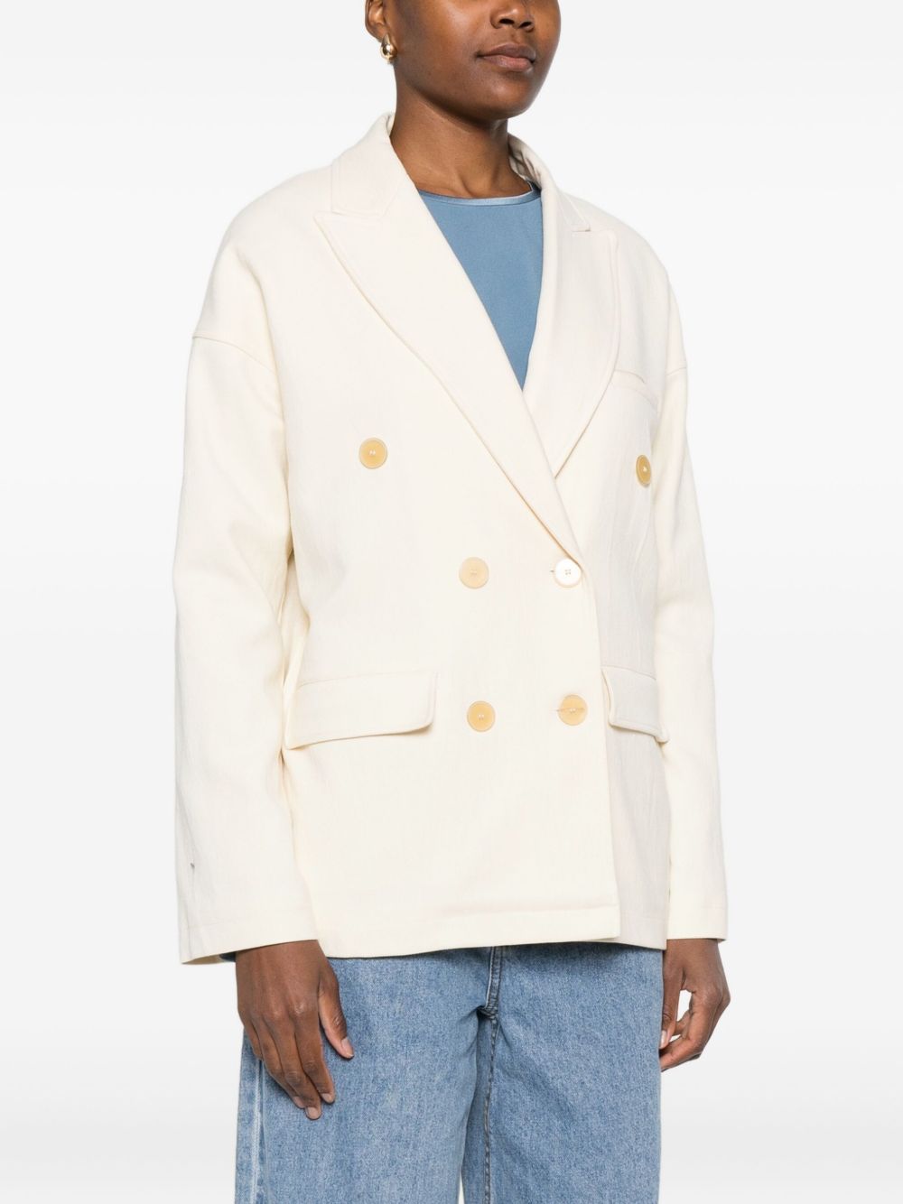 Forte Forte Double-Breasted Wool-Blend Jacket Beige Beige
