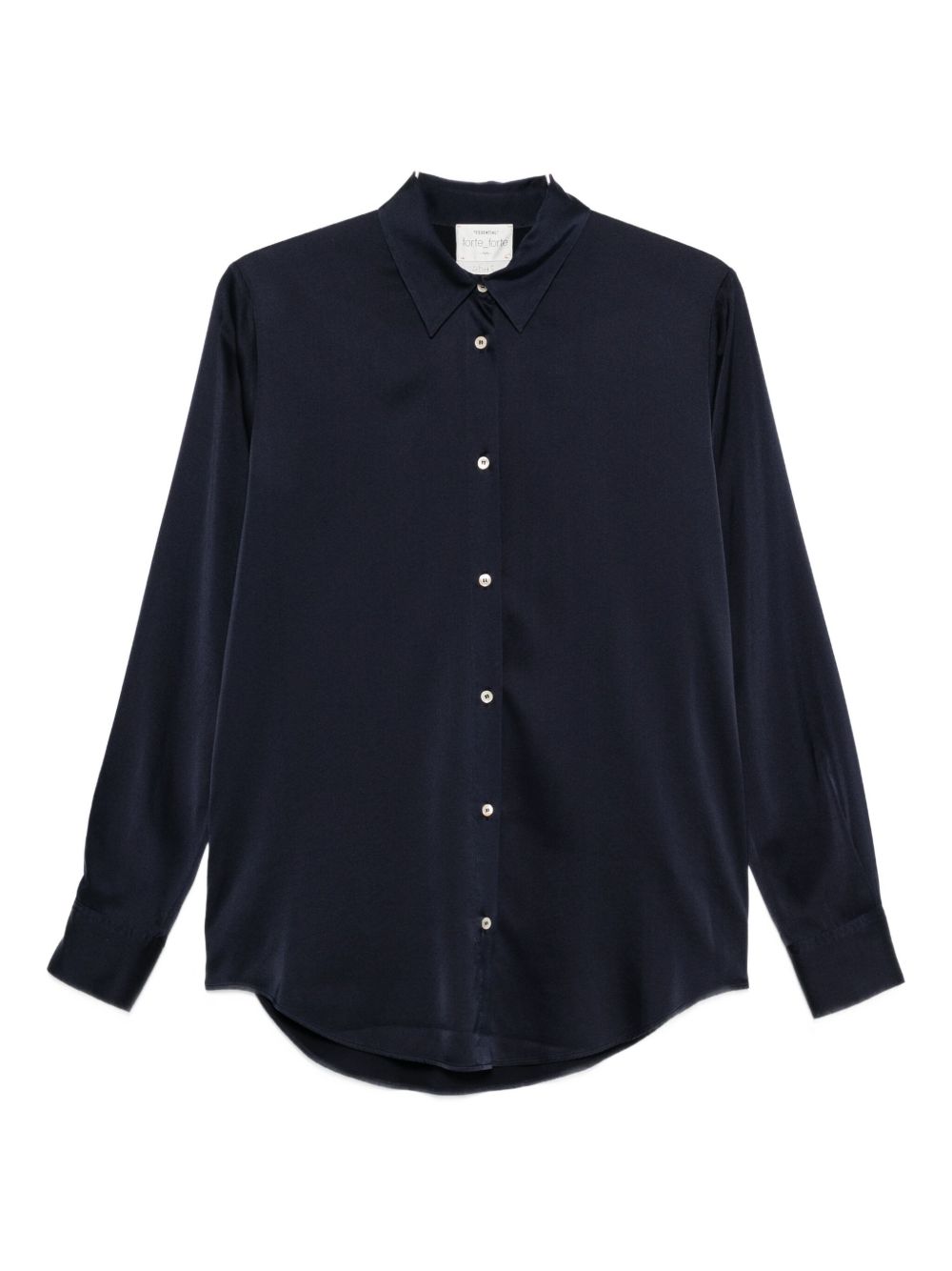 Forte Forte Silk-Blend Curved Hem Shirt Blue