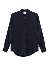 Forte Forte Silk-Blend Curved Hem Shirt Blue