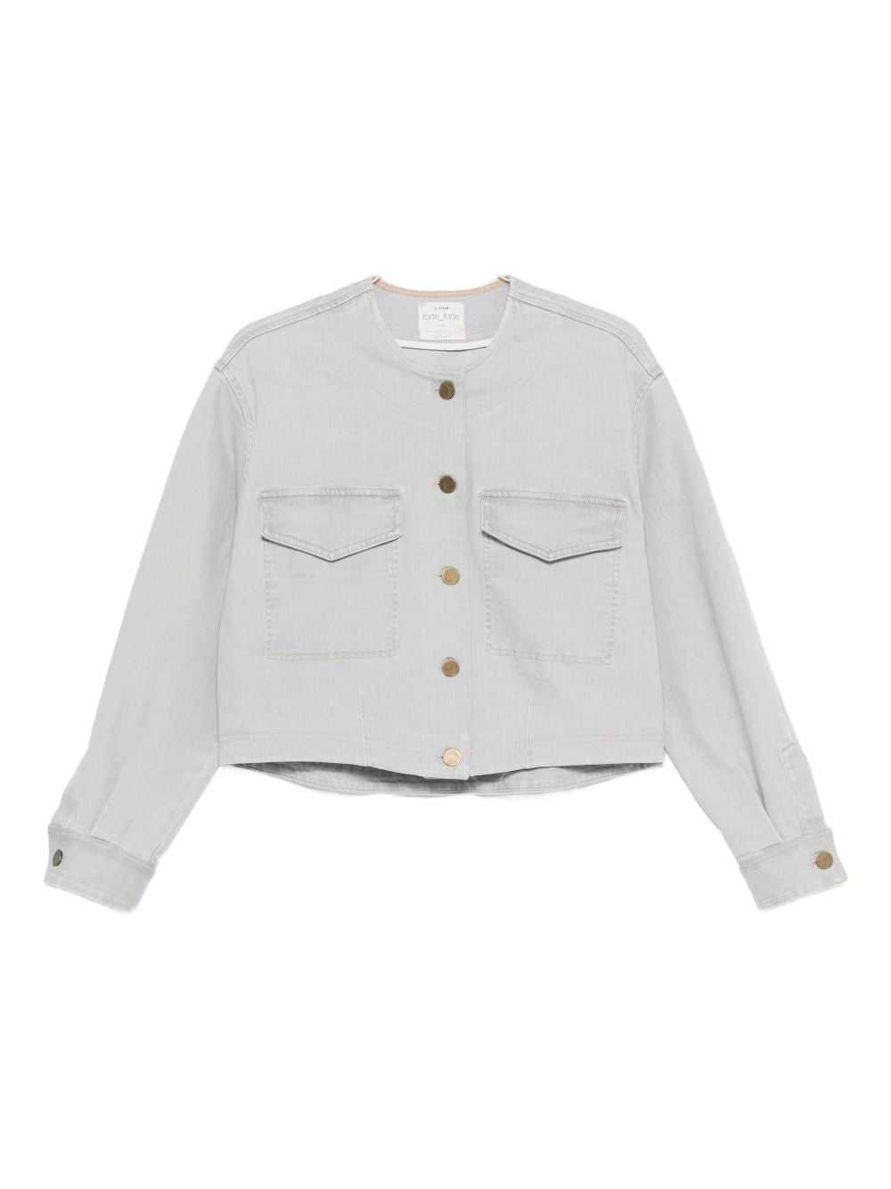 Forte Forte Denim Cotton Overshirt with Flap Pockets Grey