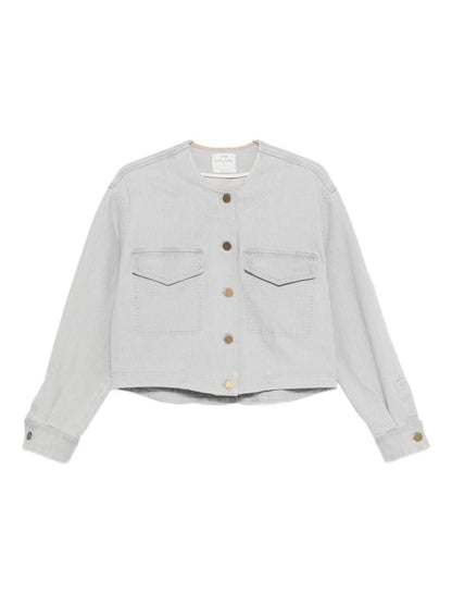 Forte Forte Denim Cotton Overshirt with Flap Pockets Grey