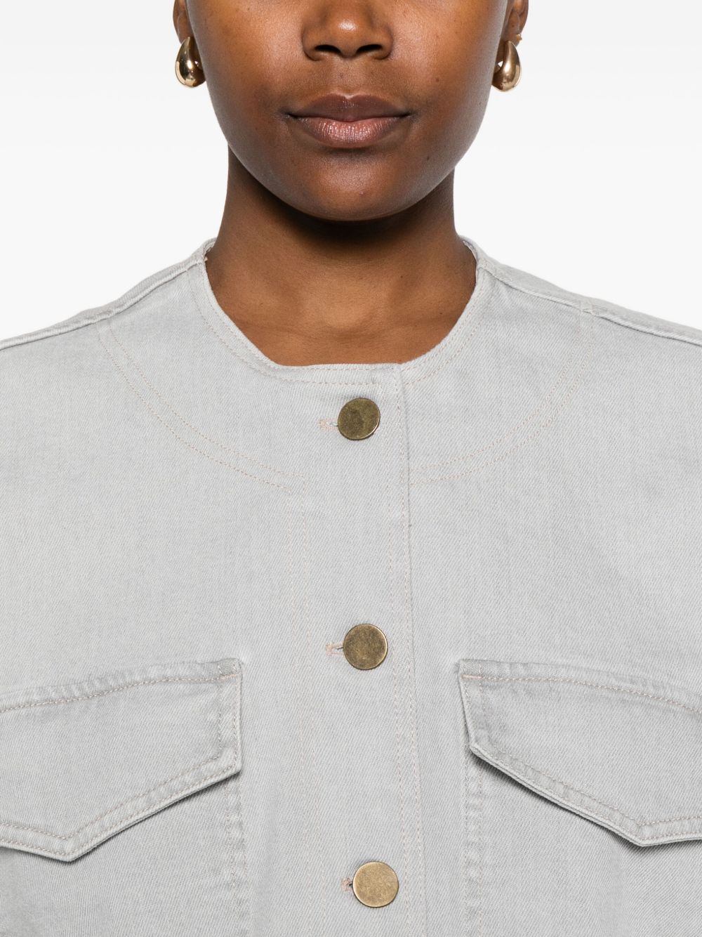 Forte Forte Denim Cotton Overshirt with Flap Pockets Grey