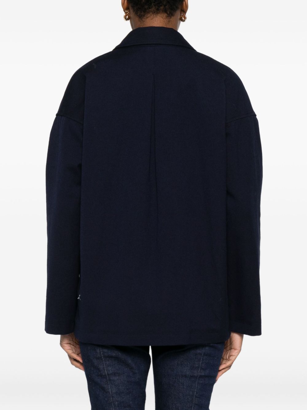 Forte Forte Double-Breasted Wool Jacket in Navy Blue Blue