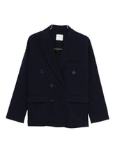 Forte Forte Double-Breasted Wool Jacket in Navy Blue Blue