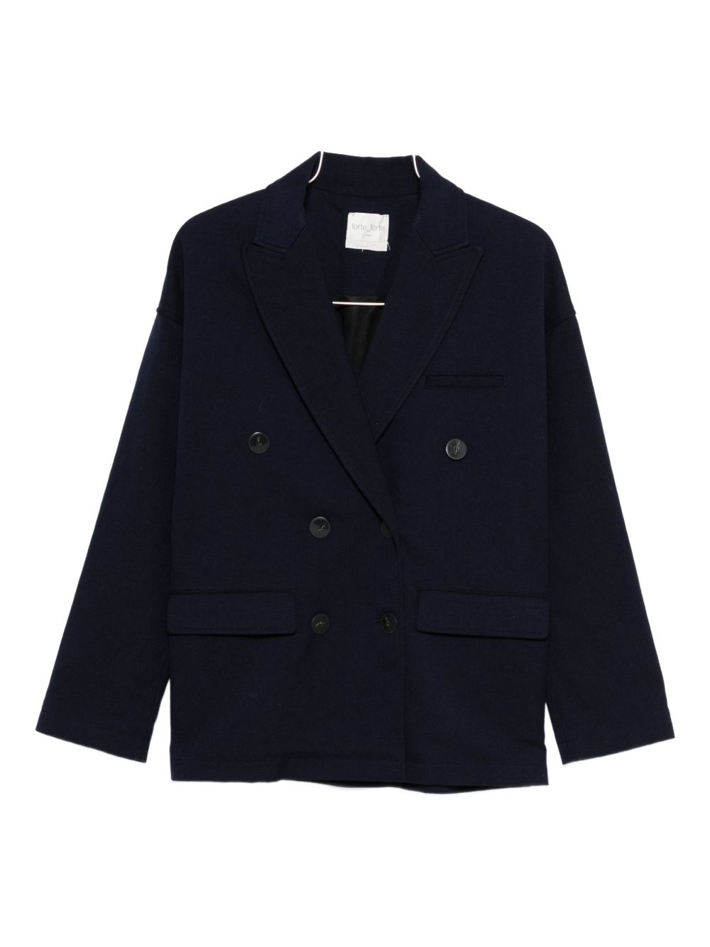 Forte Forte Double-Breasted Wool Jacket in Navy Blue Blue
