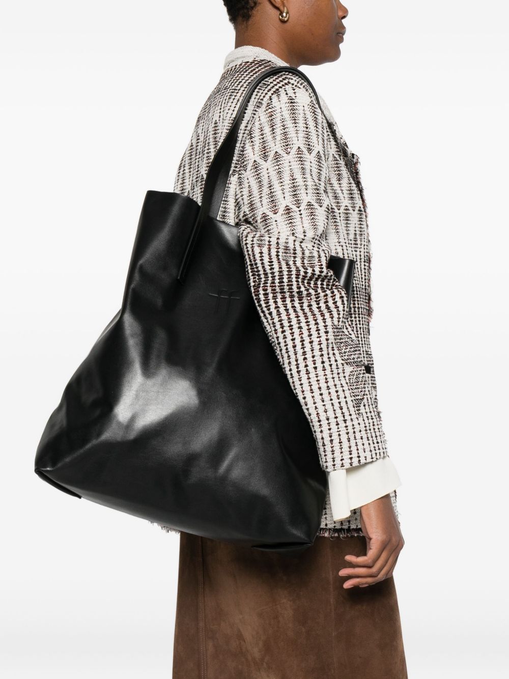 Forte Forte Large Leather Tote Bag Black