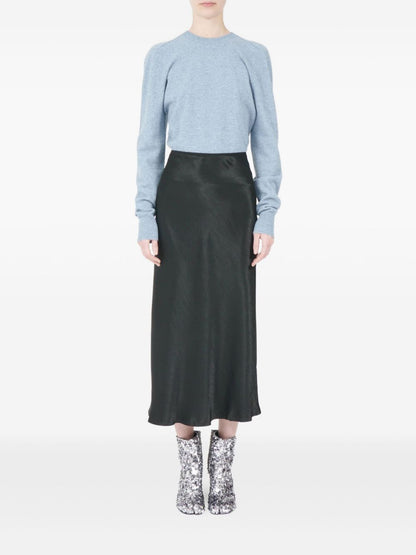Maison Margiela Black Satin Bias-Cut Midi Skirt Black
