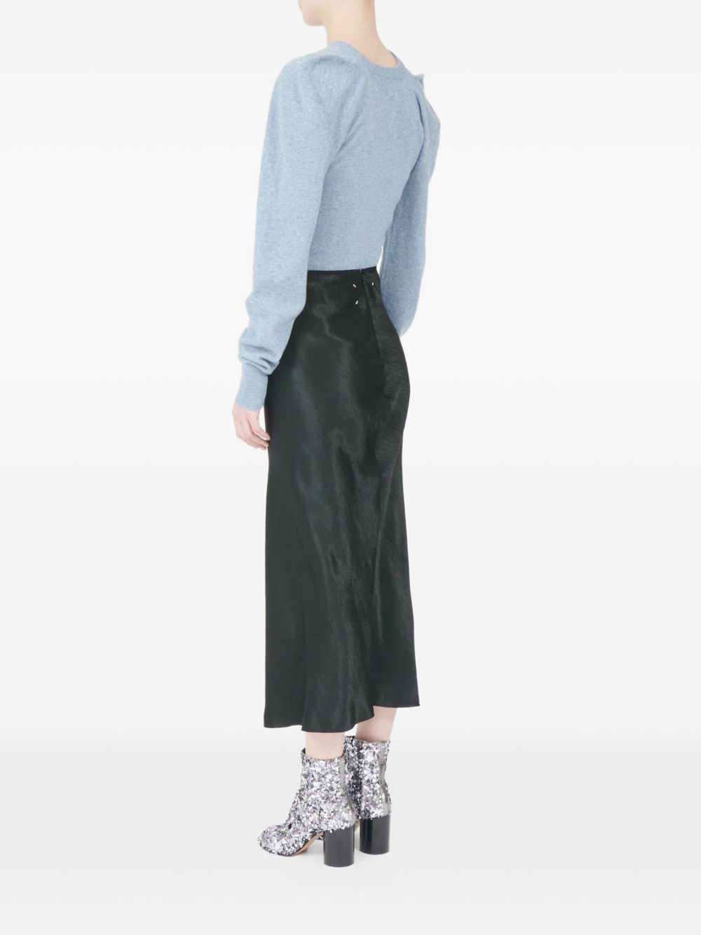 Maison Margiela Black Satin Bias-Cut Midi Skirt Black