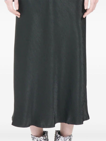 Maison Margiela Black Satin Bias-Cut Midi Skirt Black