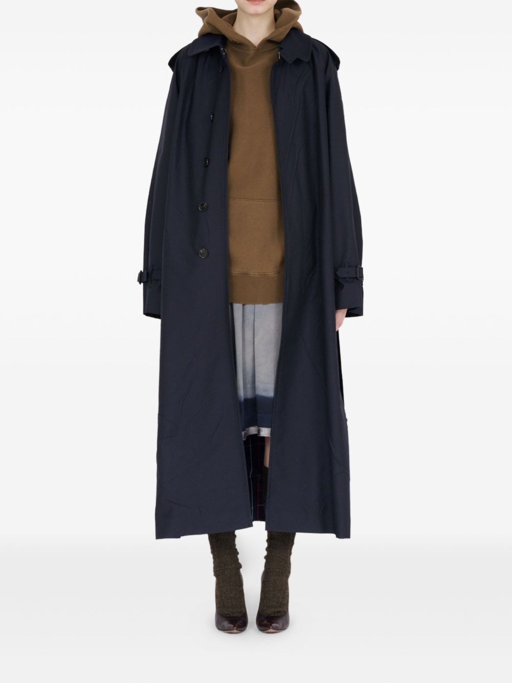 Maison Margiela Double-Breasted Wool-Blend Trench Coat Blue Blue