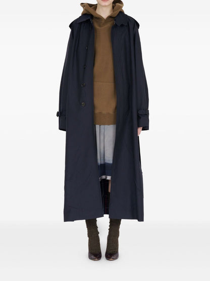 Maison Margiela Double-Breasted Wool-Blend Trench Coat Blue Blue