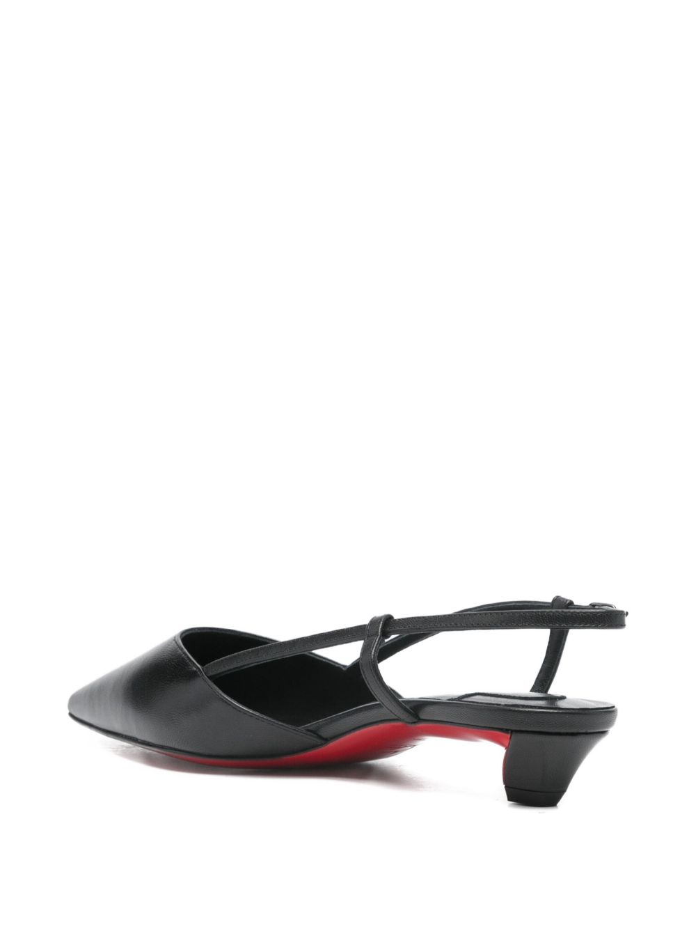 Christian Louboutin With Heel Black Leather Pointed-Toe Slingback Pumps Black