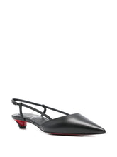 Christian Louboutin With Heel Black Leather Pointed-Toe Slingback Pumps Black