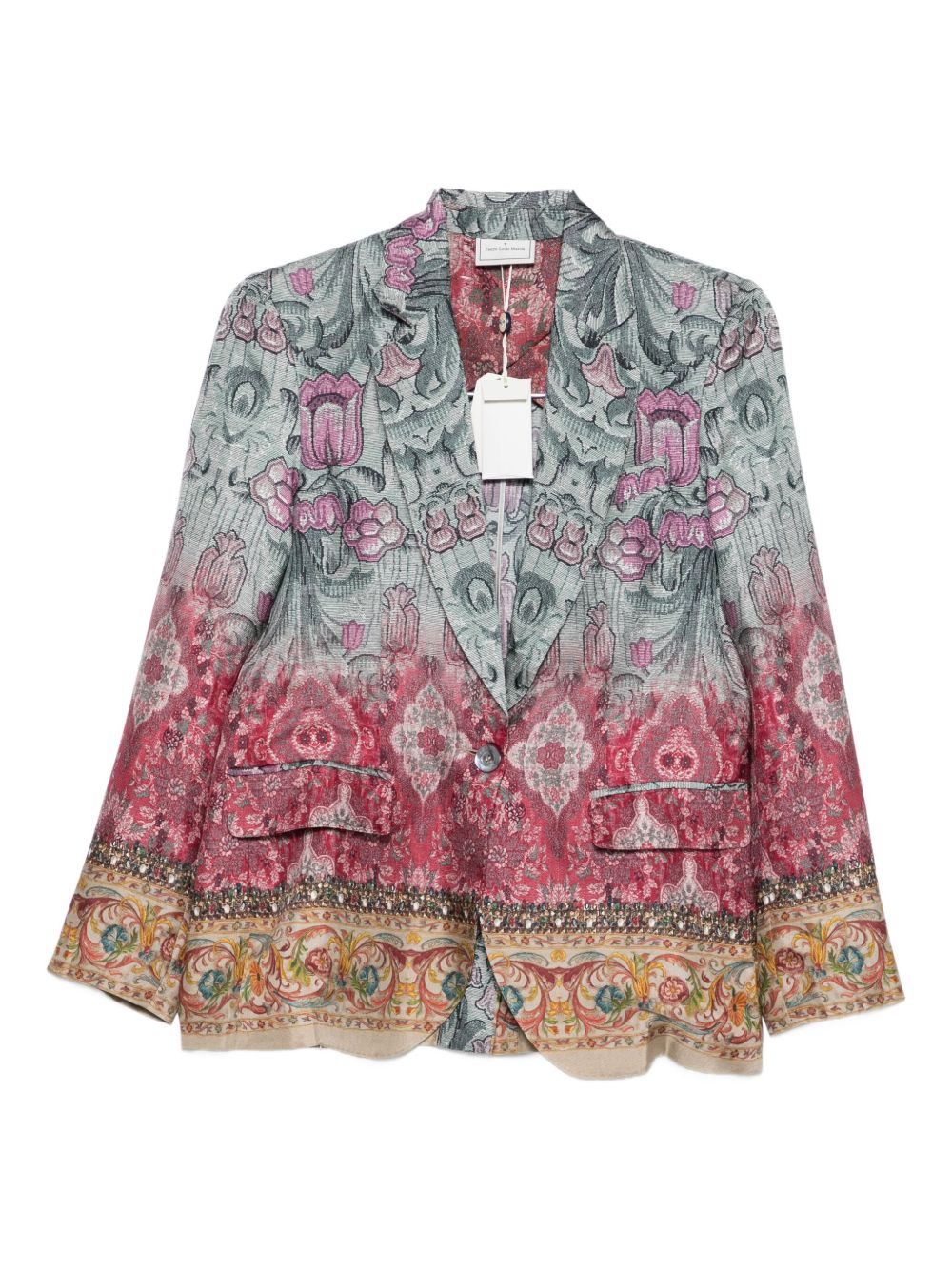 Pierre Louis Mascia Single-Breasted Silk Floral Ombré Jacket Multicolour