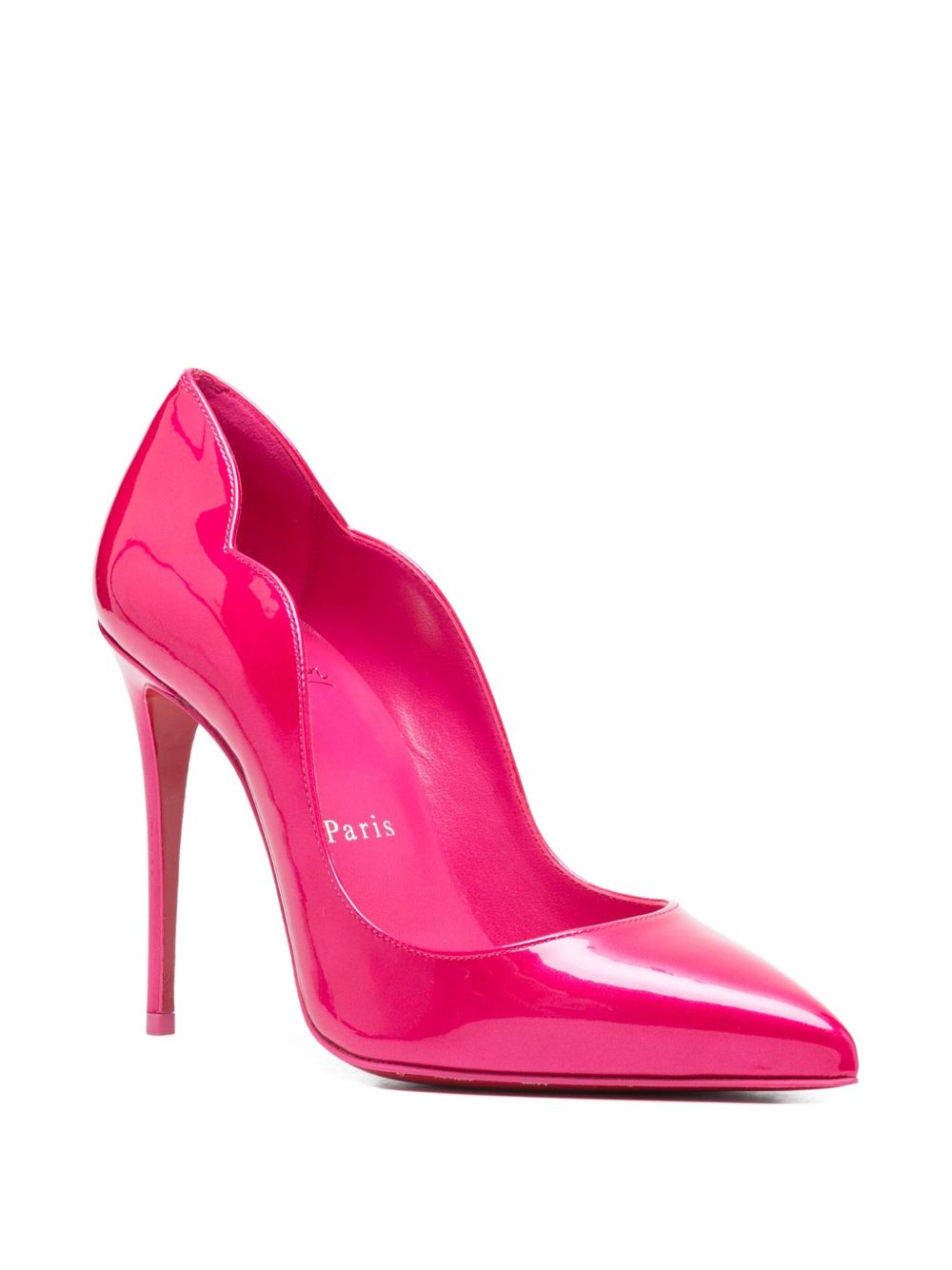 Christian Louboutin Hot Chick Fuchsia Patent Leather Pointed-Toe Stiletto Pumps Fuchsia