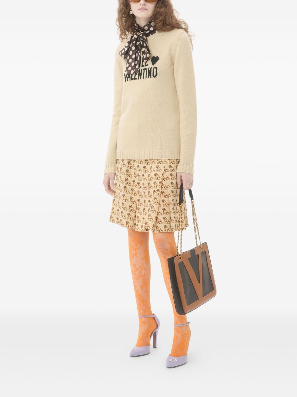 Valentino Embroidered Virgin Wool Sweater Beige