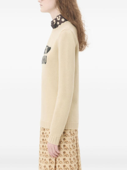 Valentino Embroidered Virgin Wool Sweater Beige