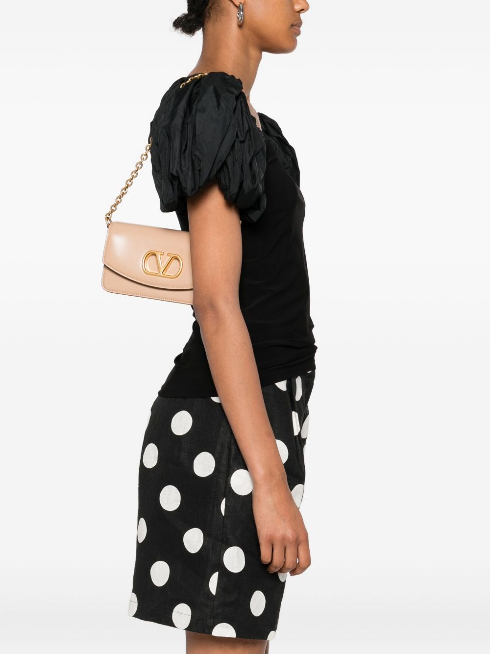 Valentino Garavani VLogo Signature Small Calf Leather Clutch Powder
