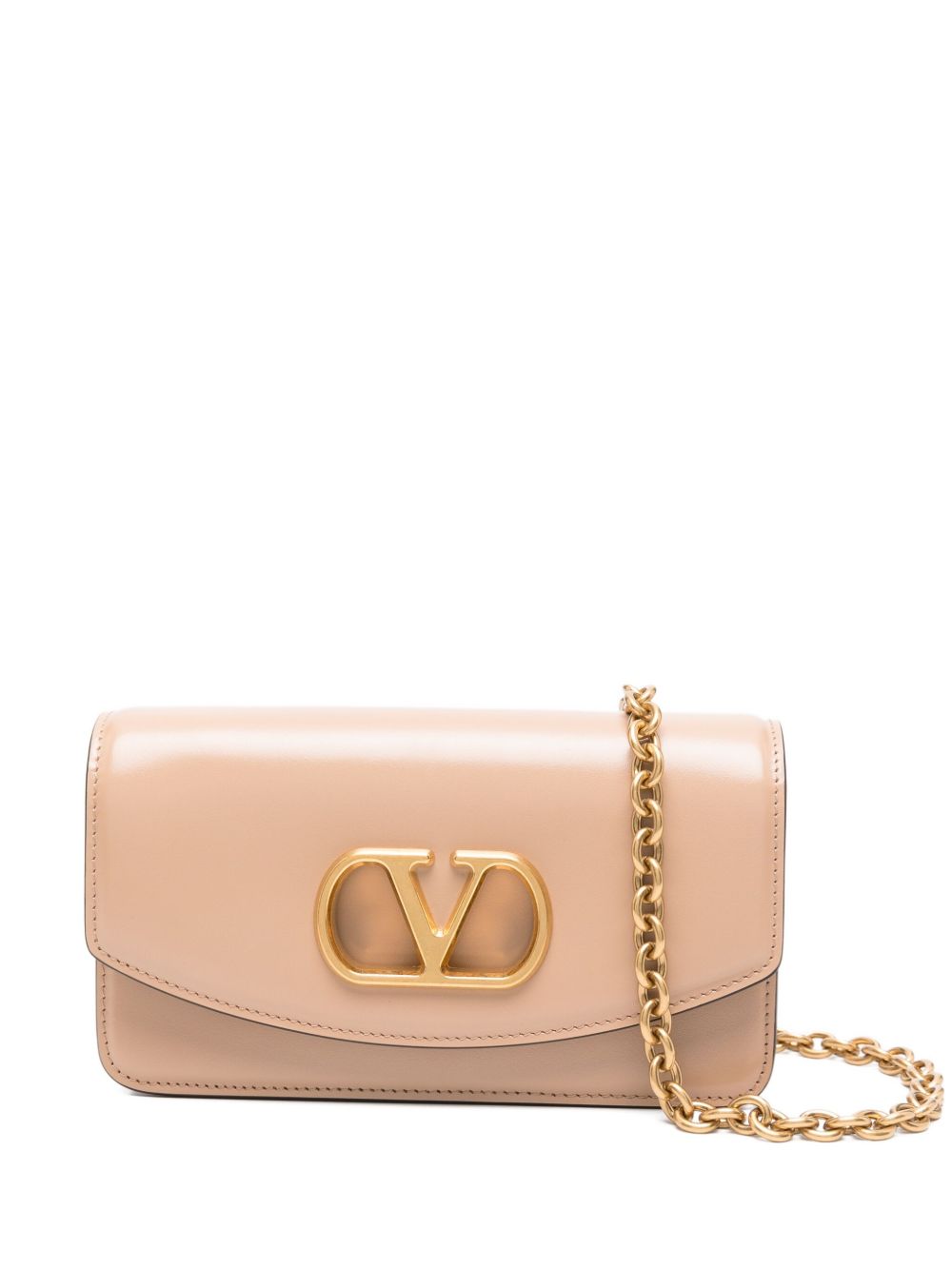 Valentino Garavani VLogo Signature Small Calf Leather Clutch Powder