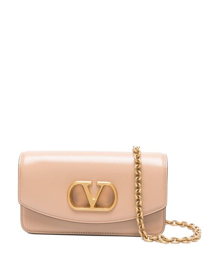 Valentino Garavani VLogo Signature Small Calf Leather Clutch Powder