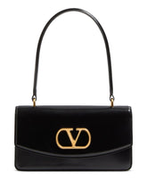 Valentino Garavani Vain Glossy Calfskin Handle Bag Black