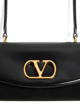 Valentino Garavani Vain Glossy Calfskin Handle Bag Black