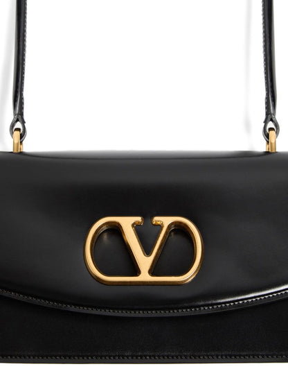 Valentino Garavani Vain Glossy Calfskin Handle Bag Black