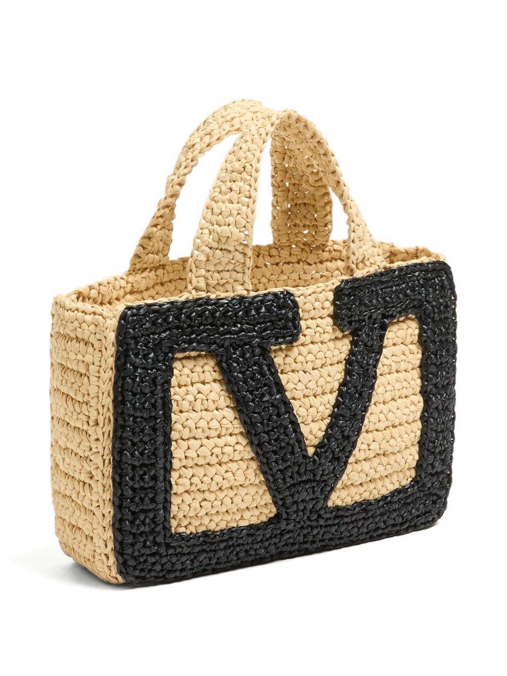 Valentino Garavani Viva Superstar Small Raffia Shopping Bag in Black