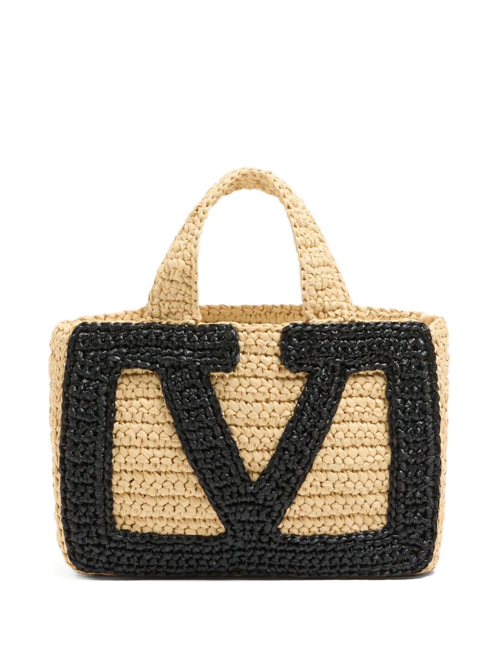 Valentino Garavani Viva Superstar Small Raffia Shopping Bag in Black