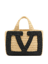 Valentino Garavani Viva Superstar Small Raffia Shopping Bag in Black