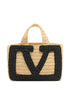 Valentino Garavani Viva Superstar Small Raffia Shopping Bag in Black
