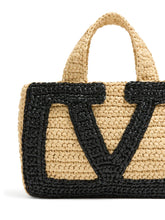 Valentino Garavani Viva Superstar Small Raffia Shopping Bag in Black
