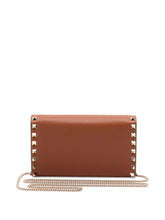 Valentino Garavani Rockstud Leather Chain Wallet Brown