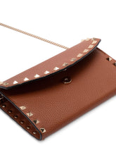 Valentino Garavani Rockstud Leather Chain Wallet Brown