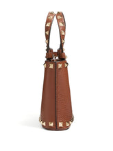 Valentino Garavani Rockstud Grainy Calfskin Mini Clutch Bag Leather Brown