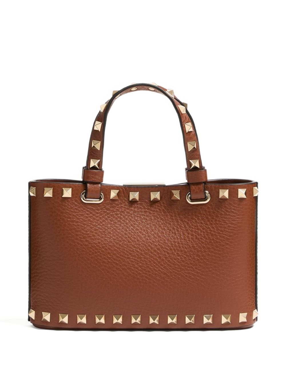 Valentino Garavani Rockstud Grainy Calfskin Mini Clutch Bag Leather Brown